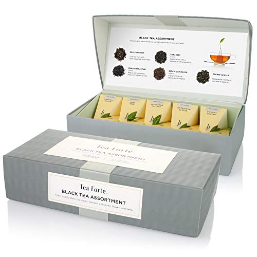 Tea Forte Black Tea Assortment - Té Negro Caja de Regalo 10 filtros pyramides de Tea Forté