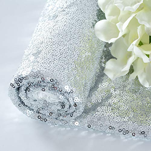 Tela de lentejuelas Boda de Tela de lentejuelas de 1 yarda Mantel de lentejuelas plateadas brillantes Mantel glamoroso para postres de boda Mesa de 125 cm de ancho Más colores Tela disponible Tela Libertyusada al por mayor Tela de lentejuelas Vestir Mante