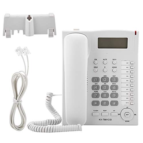 Teléfono fijo de 2 líneas, teléfono de cable fijo con pantalla ID, llamada con pantalla LCD, manos libres, flash, función manos libres desactivable, DTMF/FSK para Home Office Hotel