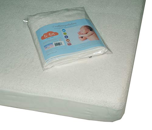 Ti TIN - Pack de 2 Empapadores para Minicuna Bebé | Protector de Colchón Impermeable y Transpirable Ajustable con Goma | Forro Rizo 100% Poliuretano