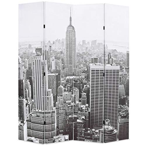 Tidyard Biombo Plegable Divisor Separador de Habitaciones Espacios 160x180 cm Nueva York Blanco y Negro