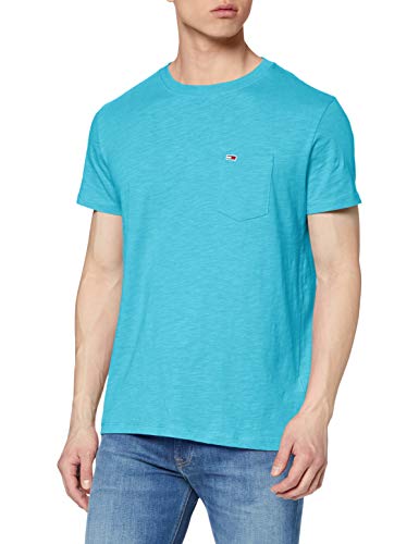 Tommy Hilfiger TJM Pocket tee Camiseta, Azul (Chlorine Blue CTA), Medium para Hombre