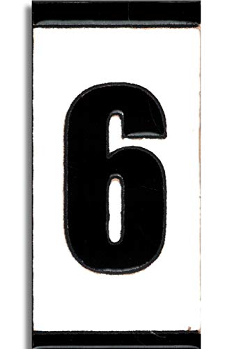 TORO DEL ORO Números casa exterior - Placa Puerta - Cerámica esmaltada - Pintados a Mano con la técnica de la cuerda seca - Nombres y direcciones - Modelo Polo 5,5 cms x 10,5 cms (Número Seis"6")