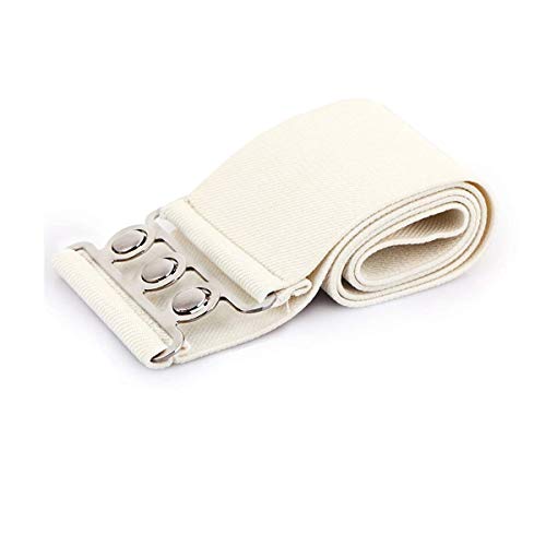 Trimming Shop Cinturón elástico para mujer de 76 mm de ancho con hebilla plateada para vestidos de mujer, una pieza, color marfil, 81 cm a 91 cm