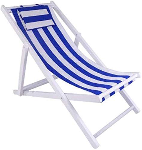 Tumbona Sillas de jardín Tumbona con Almohada, Silla reclinable de Madera Dura Ajustable Plegable para Exteriores Tumbona de Playa para Patio de jardín (Color, Gris), Azul