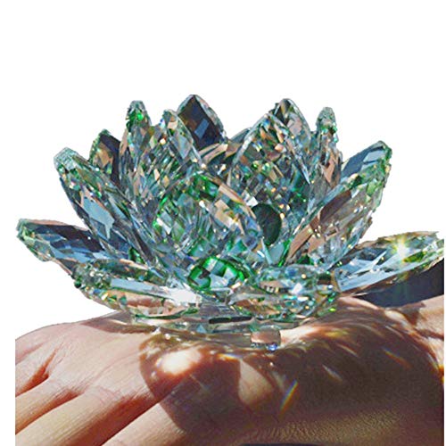 TYGJB Cristal de Cuarzo Fino Cristal de Lotus Flor de Loto Piedras Naturales y minerales Feng Shui Esfera Cristales Flores para Recuerdos de Boda (Verde)