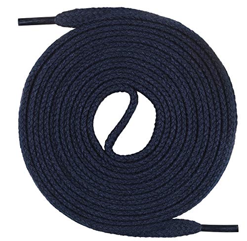 Un par de cordones Monte Swiss © Premium, 100% algodón, resistentes a roturas, 7 mm de ancho, entre 45 y 200 cm de longitud, Unisex, azul oscuro, 100 cm