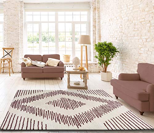 UNIVERSAL Alfombra Shaggy Ariana Rombo Blanco, 100% Poliester, 160 x 230 cm