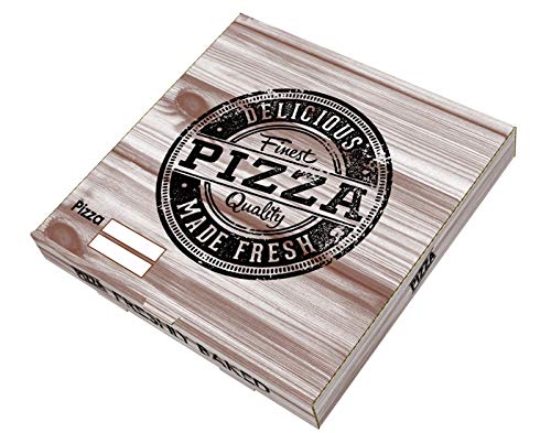 VASOMADRID, S.L. 100 uds - Caja Pizza Carton Kraft 260x260x35. Caja ECOLÓGICA DESECHABLE para Pizza Bonito DISEÑO (40_cm)