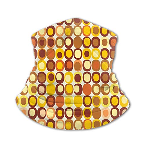 Verctor Pañuelo para Cubrir la Cara de los niños Mid Century Kitsch y Estilo Retro Patrón Cuadrado con Bordes Redondos en Tonos de la Tierra Vieja Mascarilla Facial de Coral marrón Amarillo