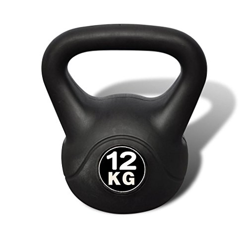 vidaXL Pesa Rusa de 12 Kilos Negra Kettlebell Musculación Fitness Ejercicio