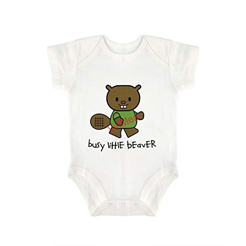 VinMea Baby Bodysuits Funny Short Sleeve Busy Little Beaver for Sweet Baby Girls & Boys (6-9 Months)