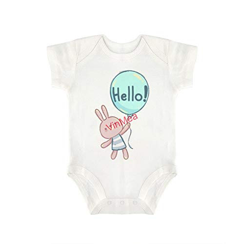 VinMea Baby Bodysuits Funny Short Sleeve Rabbit Hello for Sweet Baby Girls & Boys (6-9 Months)