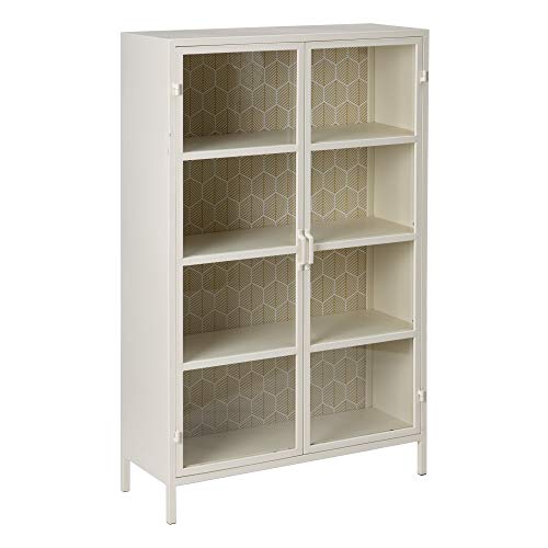 Vitrina de Metal y Cristal Beige de 2 Puertas de 80x30x131 cm - LOLAhome Vitrina de Metal y Cristal Beige de 2 Puertas de 80x30x131 cm - LOLAhome