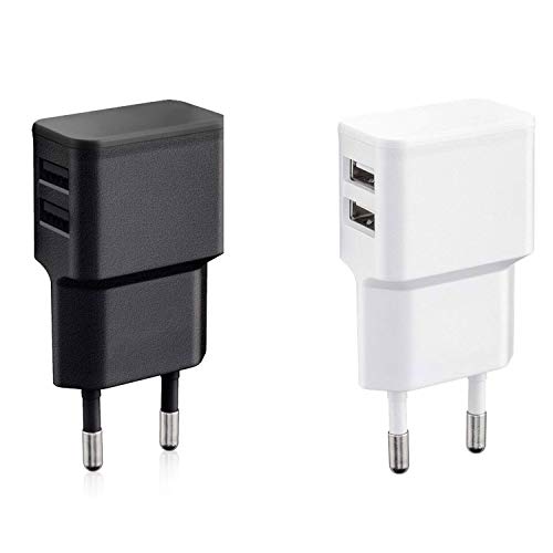 Wicked Chili 2 Cargadores con Doble USB de Carga rápida Universal para Smartphone, Smart Watch, Powerbank y Altavoz Bluetooth - Cargador de Pared con 2 Puertos USB de 90° (12W/2,4A) Blanco y Negro Wicked Chili 2 Cargadores con Doble USB de Carga rápida Universal para Smartphone, Smart Watch, Powerbank y Altavoz Bluetooth - Cargador de Pared con 2 Puertos USB de 90° (12W/2,4A) Blanco y Negro