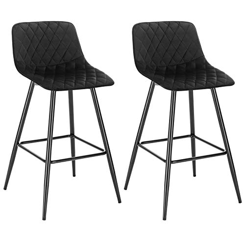 WOLTU 2X Taburete de Bar con Respaldo Paquete de 2 Marco de Metal Muebles Cocina Asiento de Terciopelo Taburetes Cocina Alto Sillas Bar Alta Cocina Negro BH252sz-2 WOLTU 2X Taburete de Bar con Respaldo Paquete de 2 Marco de Metal Muebles Cocina Asiento de Terciopelo Taburetes Cocina Alto Sillas Bar Alta Cocina Negro BH252sz-2