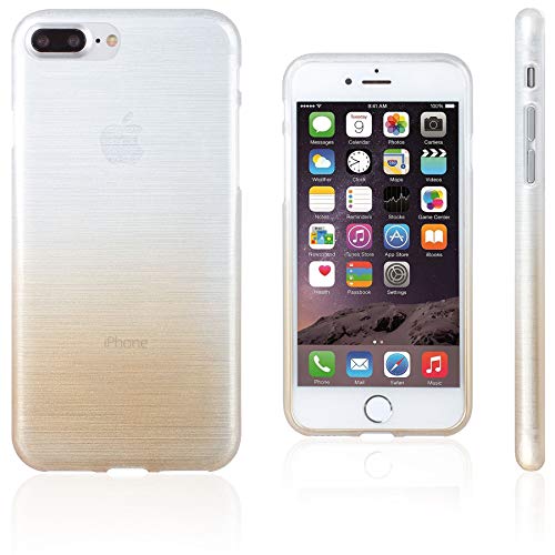 Xcessor Transition de Color Funda Carcasa para iPhone 7 Plus & iPhone 8 Plus. Flexible TPU Gel Gradient Hilo De Seda Textura. Transparente/Oro