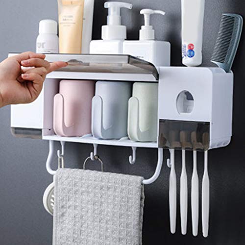 XDD Soporte Creativo para Cepillo de Dientes Toallero Estante Organizador de Almacenamiento de Baño En La Pared con Cubierta Antipolvo Y Gancho Puede Almacenar Artículos de Tocador Teléfonos Móviles,