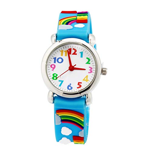 Xiaokeai Reloj de Blue Rainbow Niño Niña Reloj Resistente al Agua Reloj de los niños de Tiempo electrónico Maestros (Adecuado for 2-12 años de Edad)