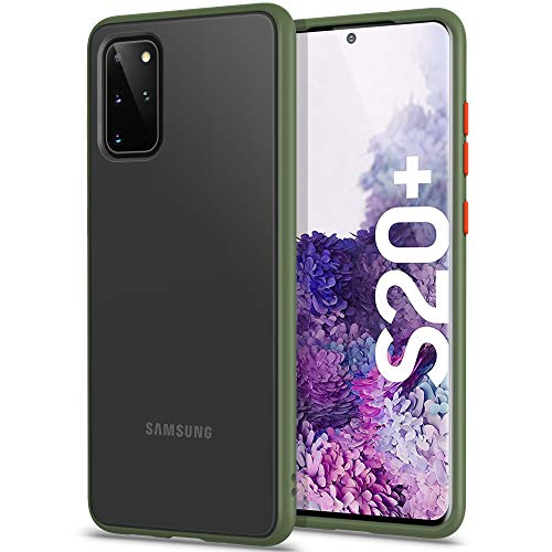 YATWIN Funda Samsung Galaxy S20 Plus, [Shockproof Style] Funda Protectora Parte Posterior de PC Dura Translúcida Mate, Botones Coloridos, Topes Flexible de TPU para Samsung S20+ Plus 5g- Verde Noche