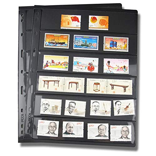 Yiran - 10 páginas de sellos de PVC estándar, no incluye portada, 9 archivadores para agujeros, colección Inners, álbum de rejilla negra sobre dos Lati(F)