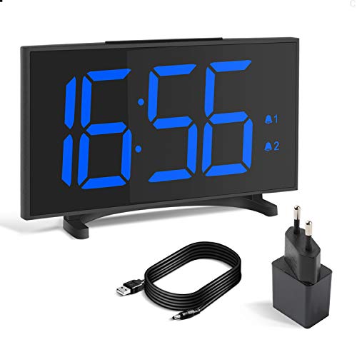 YISSVIC Despertador Digital con Pantalla LED de 6,5'', Incluye Cable USB y Adaptador