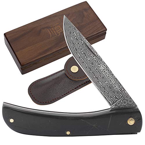 YOUSUNLONG Navaja de Bolsillo Plegable de 190 mm Cuchillo de Uso Diario - Cuchillo de una Mano con Funda de Cuero y Caja de Madera de Nogal Natural Americana-Mango Hecho de Cuerno de búfalo Natural YOUSUNLONG Navaja de Bolsillo Plegable de 190 mm Cuchillo de Uso Diario - Cuchillo de una Mano con Funda de Cuero y Caja de Madera de Nogal Natural Americana-Mango Hecho de Cuerno de búfalo Natural