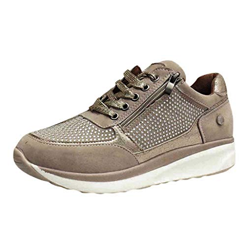 Zapatillas De Mujer Plataforma De CuñA Zapatos Casuales De Diamantes De ImitacióN De Plataforma Zapatillas con Cremallera Comodidad Antideslizante Zapatos De Trekking MontañIsmo Zapatos Al Aire Libre