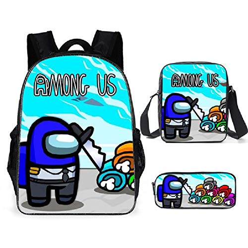 ZBK - Among US - Mochila temática para ordenador portátil, mochila escolar con bolsa de hombro y estuche para lápices para niños y niñas, 9 colores