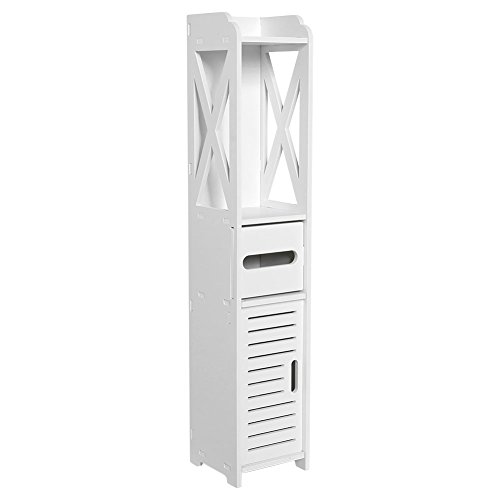 Zerone Mueble Auxiliar Baño, Armarios de Suelo para Baño, 3 Estante y Espacio de Almacenamiento de 4 Capas, 80 x 15.5 x 15.5cm