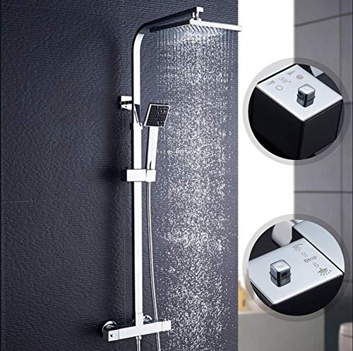 ZIK Columna de ducha con grifo termostático, multifunción, regulable en acero inoxidable – cromado