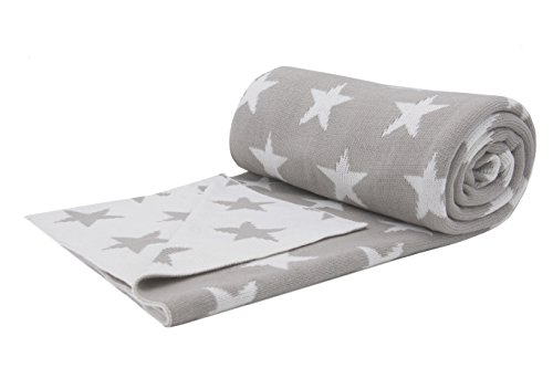 ZOLLNER Manta Grande para sofá Gris, 150x200cm, con Estrellas ZOLLNER Manta Grande para sofá Gris, 150x200cm, con Estrellas