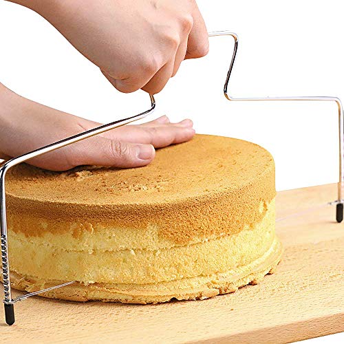 ZunBo - Cortador y nivelador de tortas de 2 alambres ajustables para nivelar las partes superiores de los pasteles de capa profesional con herramienta de horneado inoxidable