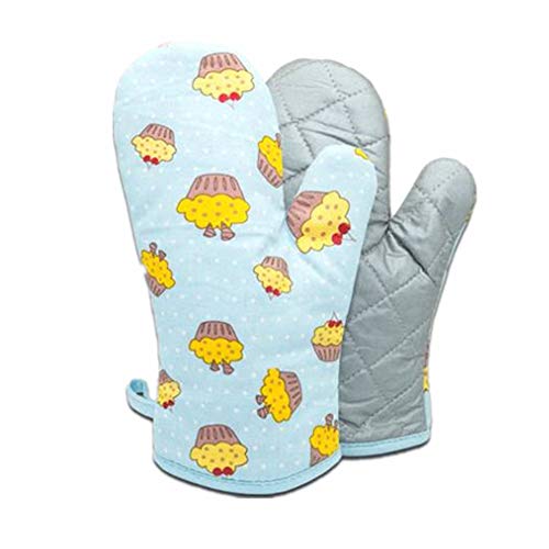 1 par de guantes gruesos, resistentes al calor, para horno, resistentes al calor, en muchos diseños divertidos, color azul