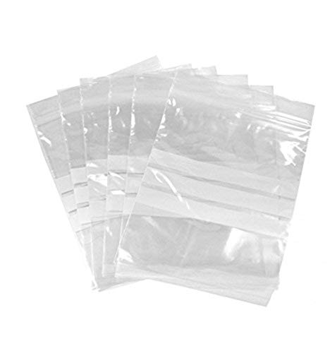 100 Bolsas de plástico de 6 x 8 cm, Auto-Cierre Zip con Zona de Escritura, 3 Bandas Blancas para Escribir, aptas para Alimentos. (Disponible en paq de 100 y 1.000 uds) (Autocierre Bandas 6x8)