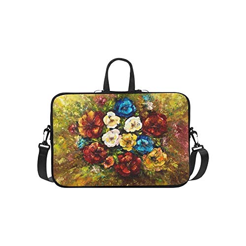 15.6″Durable Hombro Mensajero Bolsa maletín PC Pintura al óleo Original mostrando Flores Frescas Moda Impermeable Ordenador Portátil/portátil/Tablets
