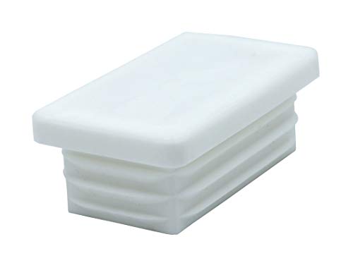 20 Piezas de tapas rectangulares de plástico para tuberías, tamaños elegible de 20x10mm a 180x60mm, tapón/ contera/ protector/ funda (medida exterior: 50x25mm, espesor de pared: 1,5-2mm, Blanco)