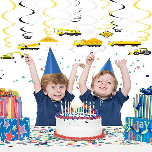 24 Piezas Decoraciones de Cumpleaños de Construcción, Decoraciones de Fiesta de Cumpleaños de Construcción Remolinos y Espirales Para Baby Shower, Fiesta de Cumpleaños, Regalo Para Niños
