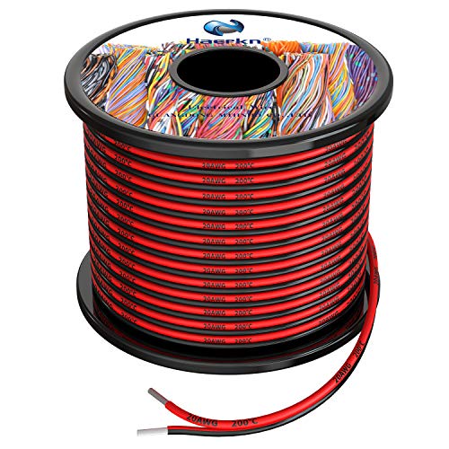 2x0.5 mm² Cable Alambres eléctrico de silicona de 2x30Metros 20awg Cable de cobre estañado trenzado sin oxígeno Resistencia a altas temperaturas 2 Conductor