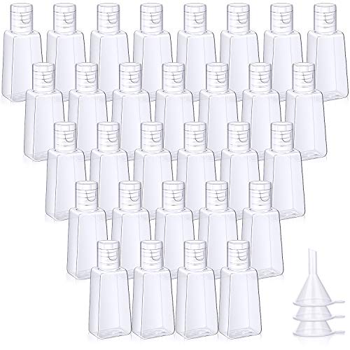 30 Botellas Vacías de Navidad con Tapa Abatible Contenedor de Viaje Botella de Plástico Transparente de 1 oz/ 30 ml con 3 Embudos de Transferencia de Plástico para Artículos de Tocador 30 Botellas Vacías de Navidad con Tapa Abatible Contenedor de Viaje Botella de Plástico Transparente de 1 oz/ 30 ml con 3 Embudos de Transferencia de Plástico para Artículos de Tocador