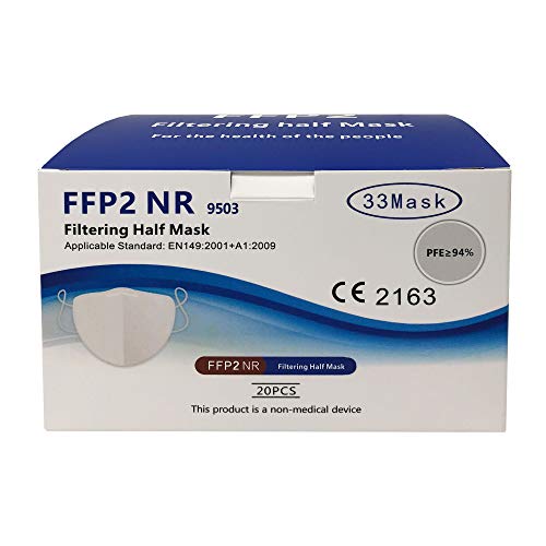 33Mask 20 Mascarillas FFP2 Certificadas CE, Mascarilla de 4 Capas sin Válvula, Máscaras Protectoras, Máscara con Filtrado BFE≥95, 2 Bolsas de 10 Piezas Caja de 20 Unidades 33Mask 20 Mascarillas FFP2 Certificadas CE, Mascarilla de 4 Capas sin Válvula, Máscaras Protectoras, Máscara con Filtrado BFE≥95, 2 Bolsas de 10 Piezas Caja de 20 Unidades