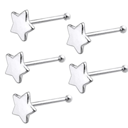 5 unidades de pendientes de plata de ley 925 con forma de estrella plana de calibre 22