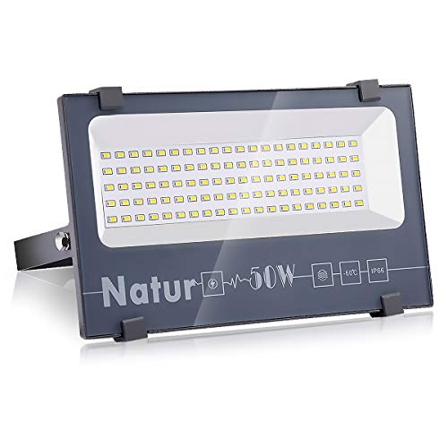 50W Focos LED Exterior, Luz Exterior Potente Luces 5000LM Foco Proyector LED, IP66 Impermeable lluminación de Seguridad 6000K Blanco Frío Aplique Exteriores Lampara para Jardín Garaje Patio Fábrica