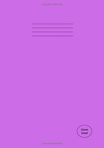 A4 Exercise Book 12mm Lined: 100 Page, 90gsm White Paper, Feint Ruled With Margin, Writing Notebook For Children | Perfect For School And Home Use - Purple Cover