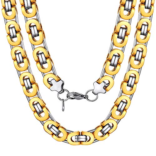 Acero Inoxidable Collar con Cadena de Eslabones Cuadrados Oro Amarillo 18K Joya Buenísima de Uso Personal Cajitas Hueco Collar Bizantino