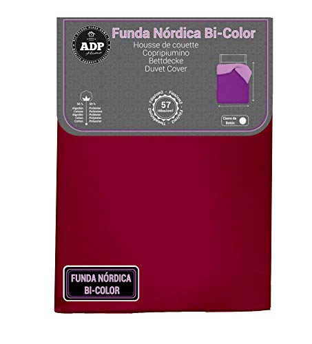 ADP Home - Funda nórdica Bi-Color, Calidad 144 Hilos, 12 Combinaciones, Cama de 135 cm - Color: Granate y Beige