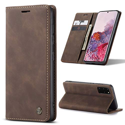 AKC Funda Compatible para Samsung Galaxy S20 Plus Carcasa con Flip Case Cover Cuero Magnético Plegable Carter Soporte Prueba de Golpes Caso-Café AKC Funda Compatible para Samsung Galaxy S20 Plus Carcasa con Flip Case Cover Cuero Magnético Plegable Carter Soporte Prueba de Golpes Caso-Café