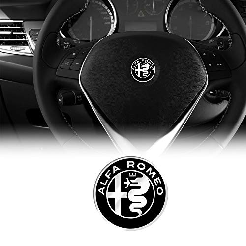 Alfa Romeo 21830A - Adhesivo 3D para volante, color negro, diámetro 40 mm