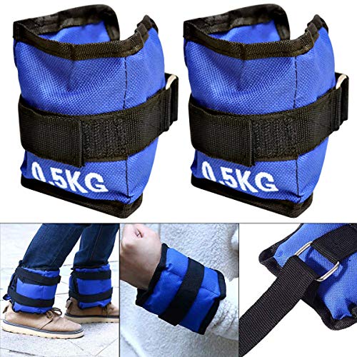 ALLPER Pack de 2 Pesas de 0,5 Kilos. para Tobillos y/o muñecas, TAMAÑO: 24 x 10 cm. para Correr, Gimnasio, Footing. Correas Ajustables, Transpirable. Máxima Comodidad.