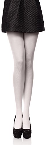 Antie Medias Panty en Microfibra Lencería Sexy Mujer 40 DEN (Blanco, XL (Talla Fabricante: 5))